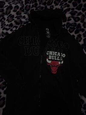 NBA Chicago Bulls Black Hoodie with Red & White Logo